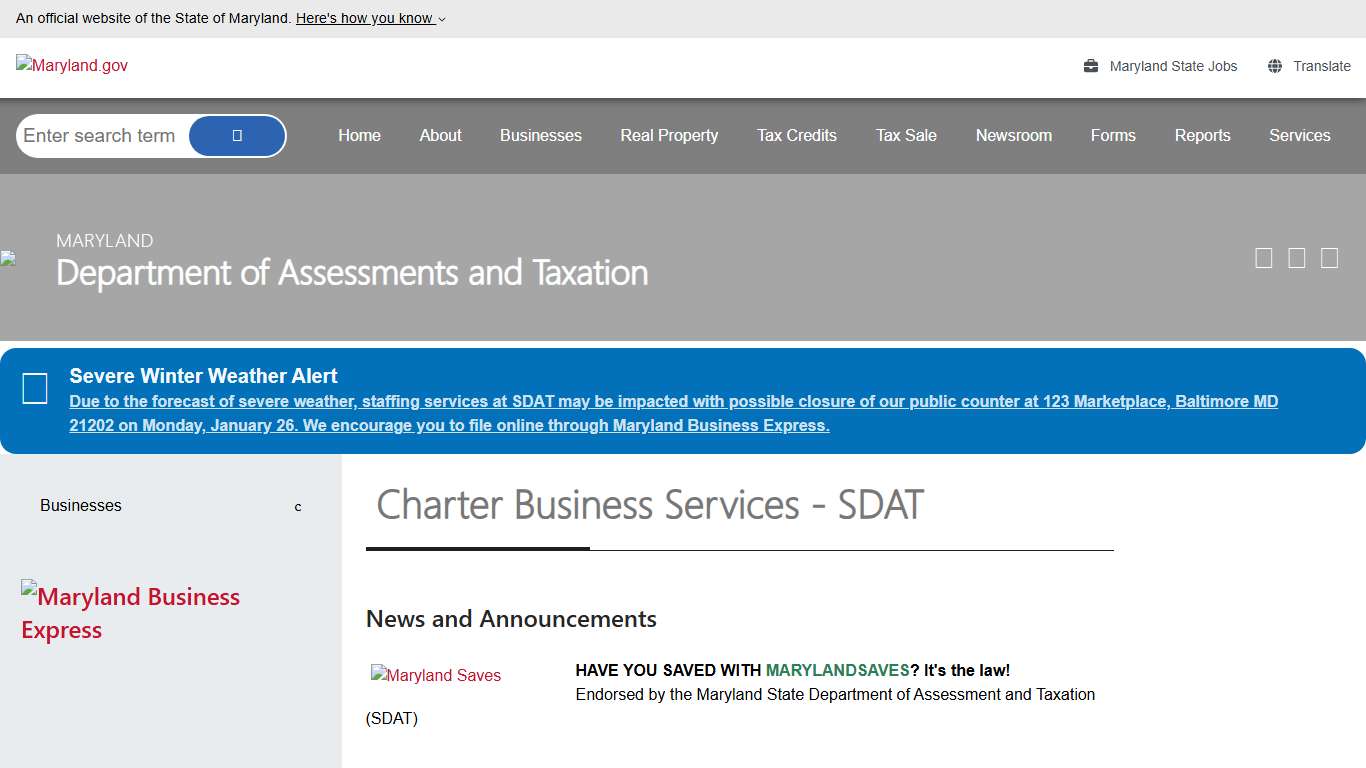 Businesses in Maryland - SDAT